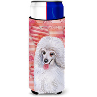 "Caroline's Treasures Medium White Poodle Love Decorative Can Hugger, Slim, Multicolor"