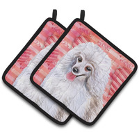 "Caroline's Treasures Medium White Poodle Decorated pot holder, 7.5H x 7.5W, Love is a Dog"