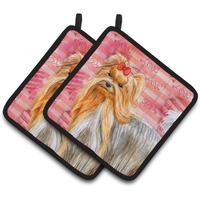 "Caroline's Treasures Yorkshire Terrier Decorated pot holder, 7.5H x 7.5W, Love is a Dog"