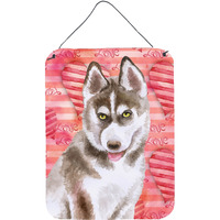 "Caroline's Treasures Siberian Husky Grey Love Metal Print, 16"" x 12"", Multicolor"