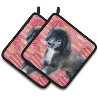 "Caroline's Treasures Newfoundland Puppy Decorated pot holder, 7.5H x 7.5W, Love is a Dog"