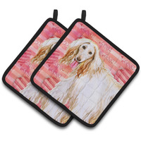 "Caroline's Treasures Afghan Hound Decorated pot holder, 7.5H x 7.5W, Love is a Dog"