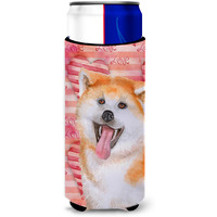 "Caroline's Treasures Akita Love Decorative Can Hugger, Slim, Multicolor"