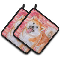 "Caroline's Treasures Akita Decorated pot holder, 7.5H x 7.5W, Love is a Dog"