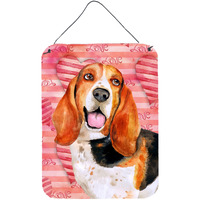 "Caroline's Treasures Basset Hound Love Metal Print, 16"" x 12"", Multicolor"