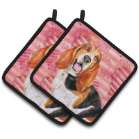 "Caroline's Treasures Basset Hound Decorated pot holder, 7.5H x 7.5W, Love is a Dog"