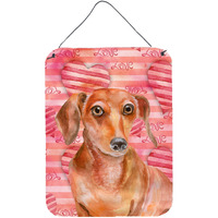 "Caroline's Treasures Red Dachshund Love Metal Print, 16"" x 12"", Multicolor"