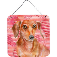 "Caroline's Treasures Red Dachshund Metal Print, 6h x 6w, Love is a Dog"