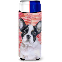 "Caroline's Treasures French Bulldog Black White Love Decorative Can Hugger, Slim, Multicolor"