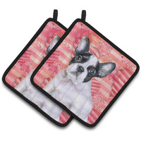 "Caroline's Treasures French Bulldog Black White Decorated pot holder, 7.5H x 7.5W, Love is a Dog"