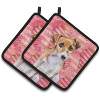"Caroline's Treasures Jack Russell Terrier #2 Decorated pot holder, 7.5H x 7.5W, Love is a Dog"