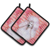 "Caroline's Treasures White Standard Poodle Decorated pot holder, 7.5H x 7.5W, Love is a Dog"