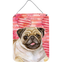 "Caroline's Treasures Fawn Pug Love Metal Print, 16"" x 12"", Multicolor"