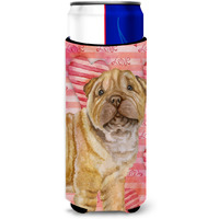 "Caroline's Treasures Shar Pei Puppy Love Decorative Can Hugger, Slim, Multicolor"