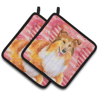 "Caroline's Treasures Sheltie Decorated pot holder, 7.5H x 7.5W, Love is a Dog"