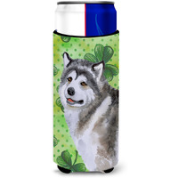 "Caroline's Treasures Alaskan Malamute St Patrick's Decorative Can Hugger, Slim, Multicolor"