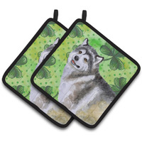 "Caroline's Treasures Alaskan Malamute Decorated pot holder, 7.5H x 7.5W, St Patrick's Day"