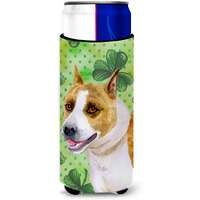 "Caroline's Treasures American Staffordshire St Patrick's Decorative Can Hugger, Slim, Multicolor"