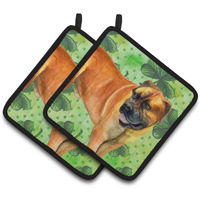 "Caroline's Treasures Boerboel Mastiff Decorated pot holder, 7.5H x 7.5W, St Patrick's Day"