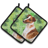 "Caroline's Treasures Smooth Fox Terrier Decorated pot holder, 7.5H x 7.5W, St Patrick's Day"