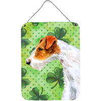 "Caroline's Treasures Fox Terrier St Patrick's Metal Print, 16"" x 12"", Multicolor"