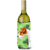 "Caroline's Treasures Fox Terrier St Patrick's Decorative Bottle Hugger, 750ml, Multicolor"