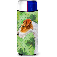 "Caroline's Treasures Fox Terrier St Patrick's Decorative Can Hugger, Slim, Multicolor"