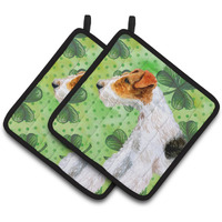 "Caroline's Treasures Fox Terrier Decorated pot holder, 7.5H x 7.5W, St Patrick's Day"