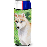 "Caroline's Treasures Siberian Husky St Patrick's Decorative Can Hugger, Slim, Multicolor"