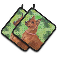 "Caroline's Treasures Miniature Pinscher Decorated pot holder, 7.5H x 7.5W, St Patrick's Day"
