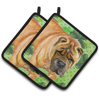 "Caroline's Treasures Shar Pei Decorated pot holder, 7.5H x 7.5W, St Patrick's Day"