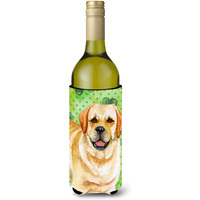 "Caroline's Treasures Golden Retriever St Patrick's Decorative Bottle Hugger, 750ml, Multicolor"