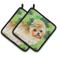 "Caroline's Treasures Morkie Decorated pot holder, 7.5H x 7.5W, St Patrick's Day"