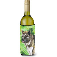 "Caroline's Treasures American Akita St Patrick's Decorative Bottle Hugger, 750ml, Multicolor"