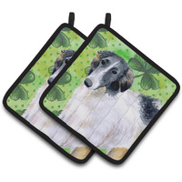 "Caroline's Treasures Borzoi Decorated pot holder, 7.5H x 7.5W, St Patrick's Day"
