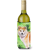 "Caroline's Treasures Shiba Inu St Patrick's Decorative Bottle Hugger, 750ml, Multicolor"