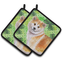 "Caroline's Treasures Shiba Inu Decorated pot holder, 7.5H x 7.5W, St Patrick's Day"