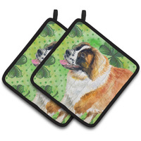 "Caroline's Treasures Saint Bernard Decorated pot holder, 7.5H x 7.5W, St Patrick's Day"