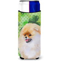 "Caroline's Treasures Pomeranian St Patrick's Decorative Can Hugger, Slim, Multicolor"