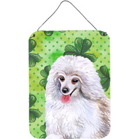 "Caroline's Treasures Medium White Poodle St Patrick's Metal Print, 16"" x 12"", Multicolor"