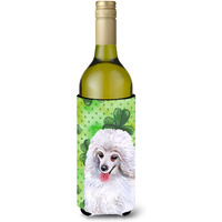 "Caroline's Treasures Medium White Poodle St Patrick's Decorative Bottle Hugger, 750ml, Multicolor"