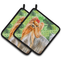 "Caroline's Treasures Yorkshire Terrier Decorated pot holder, 7.5H x 7.5W, St Patrick's Day"