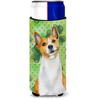 "Caroline's Treasures Basenji St Patrick's Decorative Can Hugger, Slim, Multicolor"