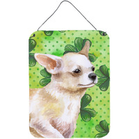 "Caroline's Treasures Chihuahua Leg up St Patrick's Metal Print, 16"" x 12"", Multicolor"