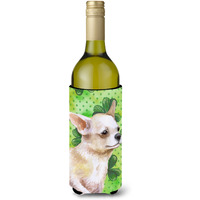 "Caroline's Treasures Chihuahua Leg up St Patrick's Decorative Bottle Hugger, 750ml, Multicolor"
