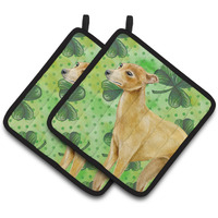 "Caroline's Treasures Italian Greyhound Decorated pot holder, 7.5H x 7.5W, St Patrick's Day"