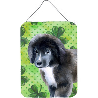 "Caroline's Treasures Newfoundland Puppy St Patrick's Metal Print, 16"" x 12"", Multicolor"