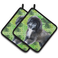 "Caroline's Treasures Newfoundland Puppy Decorated pot holder, 7.5H x 7.5W, St Patrick's Day"