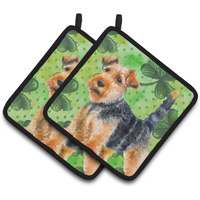 "Caroline's Treasures Welsh Terrier Decorated pot holder, 7.5H x 7.5W, St Patrick's Day"