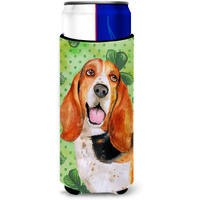 "Caroline's Treasures Basset Hound St Patrick's Decorative Can Hugger, Slim, Multicolor"